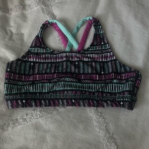 Varsity tribal patterned sports bra